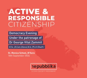 Repubblika Organises the Fourth \"Democracy Evening\" active & responsible citizenship democracy evening 2024