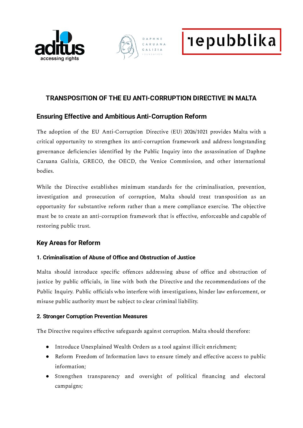 Transposing The EU Anti Corruption Directive Position Paper 5 Pdf